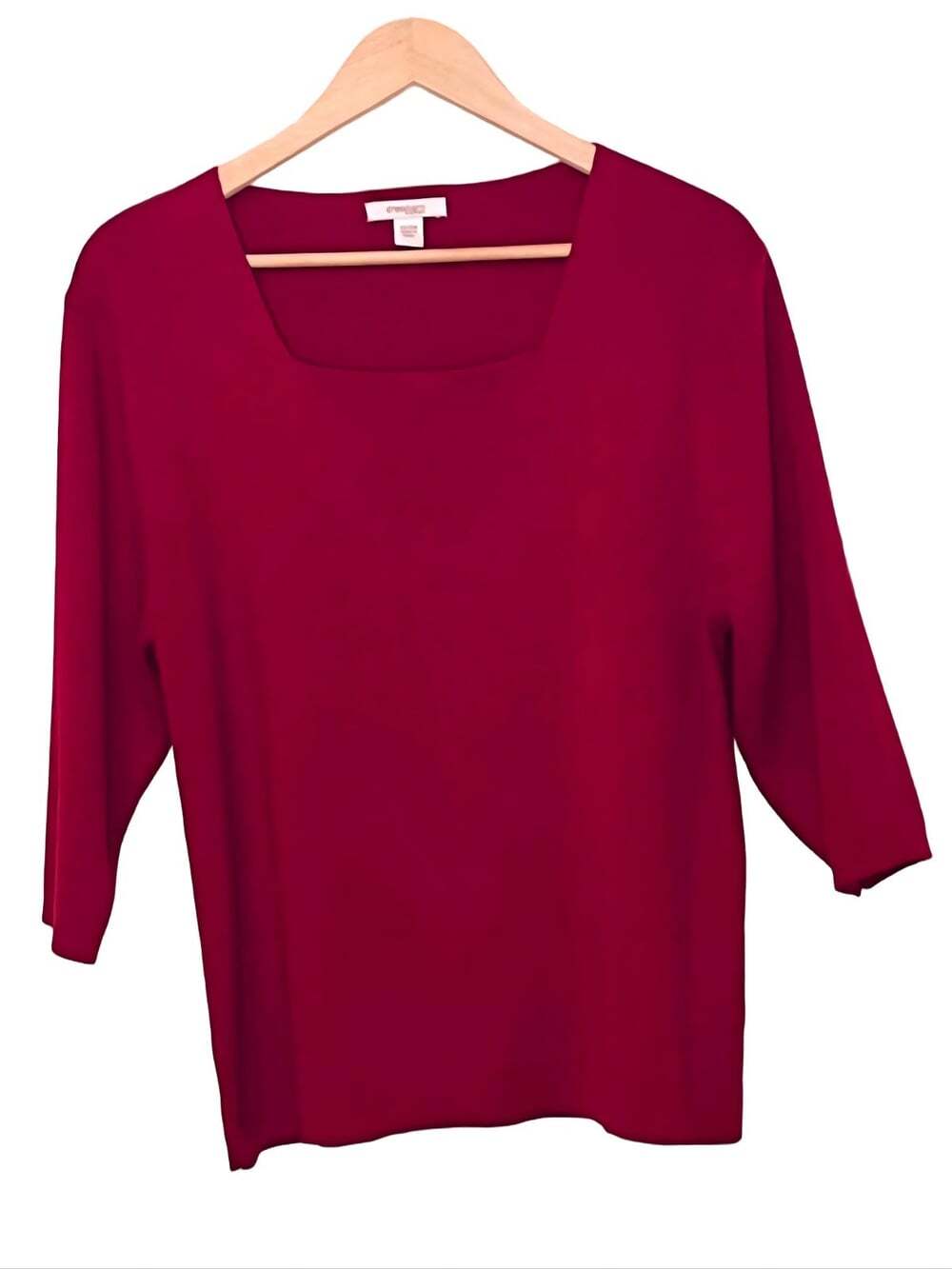 Dressbarn Woman Top sz 22/24 Square Neck 3/4 Sleeve Office Capsule Minimalist